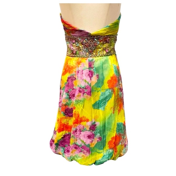 Vintage Sue Wong Y2k Silk Mandalay Style Halter Mini Dress Size 6 - Picture 8 of 10